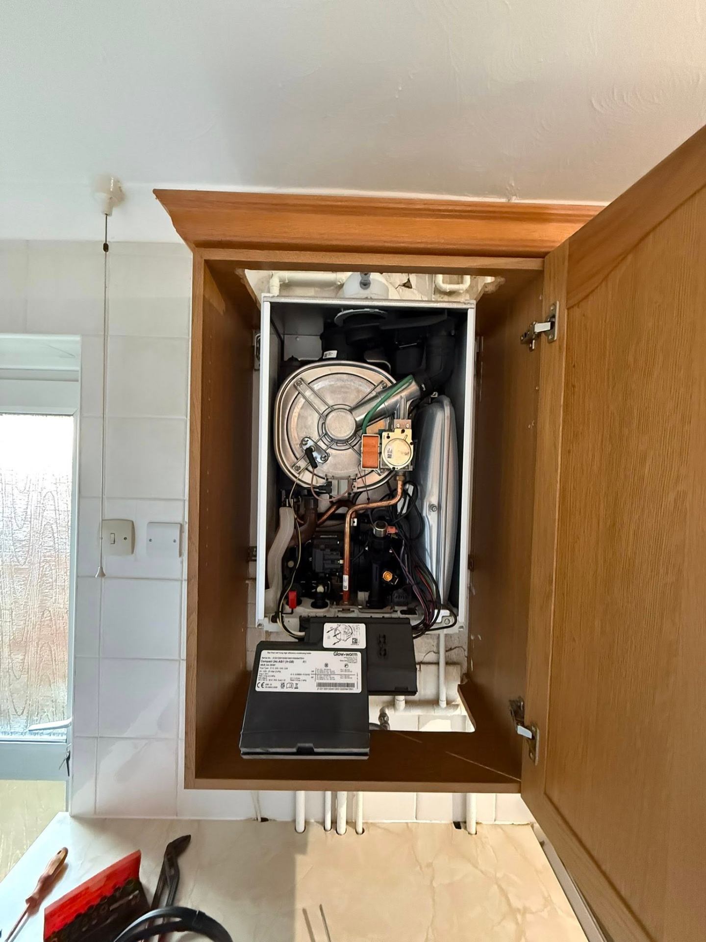 Annual boiler service and inspection on a Glow-worm combi boiler in Wellingborough